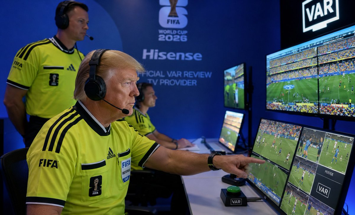Leo_David_K's tweet photo. Trump is reviewing if goals are valid and legitimate by Belgium against USA and advise #FIFA to revoke the decisions. 😜
#USAvsBEL #WorldCup https://t.co/fXHKeUI2rc