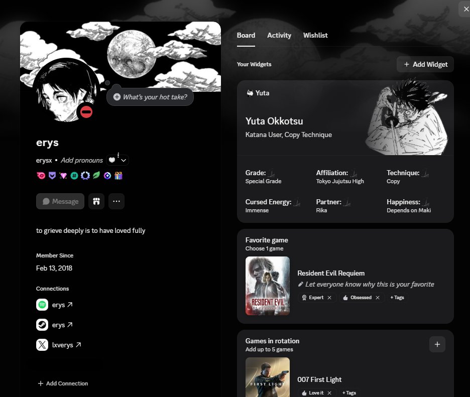 lxverys's tweet photo. the custom widget looks so good on discord profiles https://t.co/hjjUfThPWZ