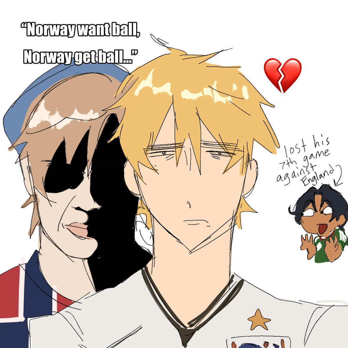 chubbygyat's tweet photo. summary of England and Norway’s game on July 11 #hetaliafanart https://t.co/OsJS7uAKnJ