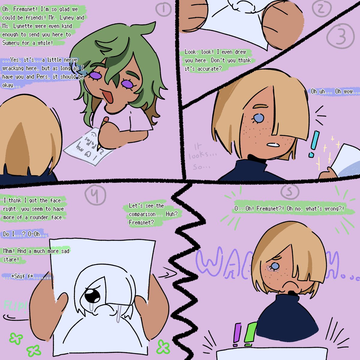 IzzZZzzYYYY's tweet photo. I HAD to do this actually, or it would eat me alive forever so here's a mini comic on Collei and Freminet https://t.co/EpFnssAjoQ
