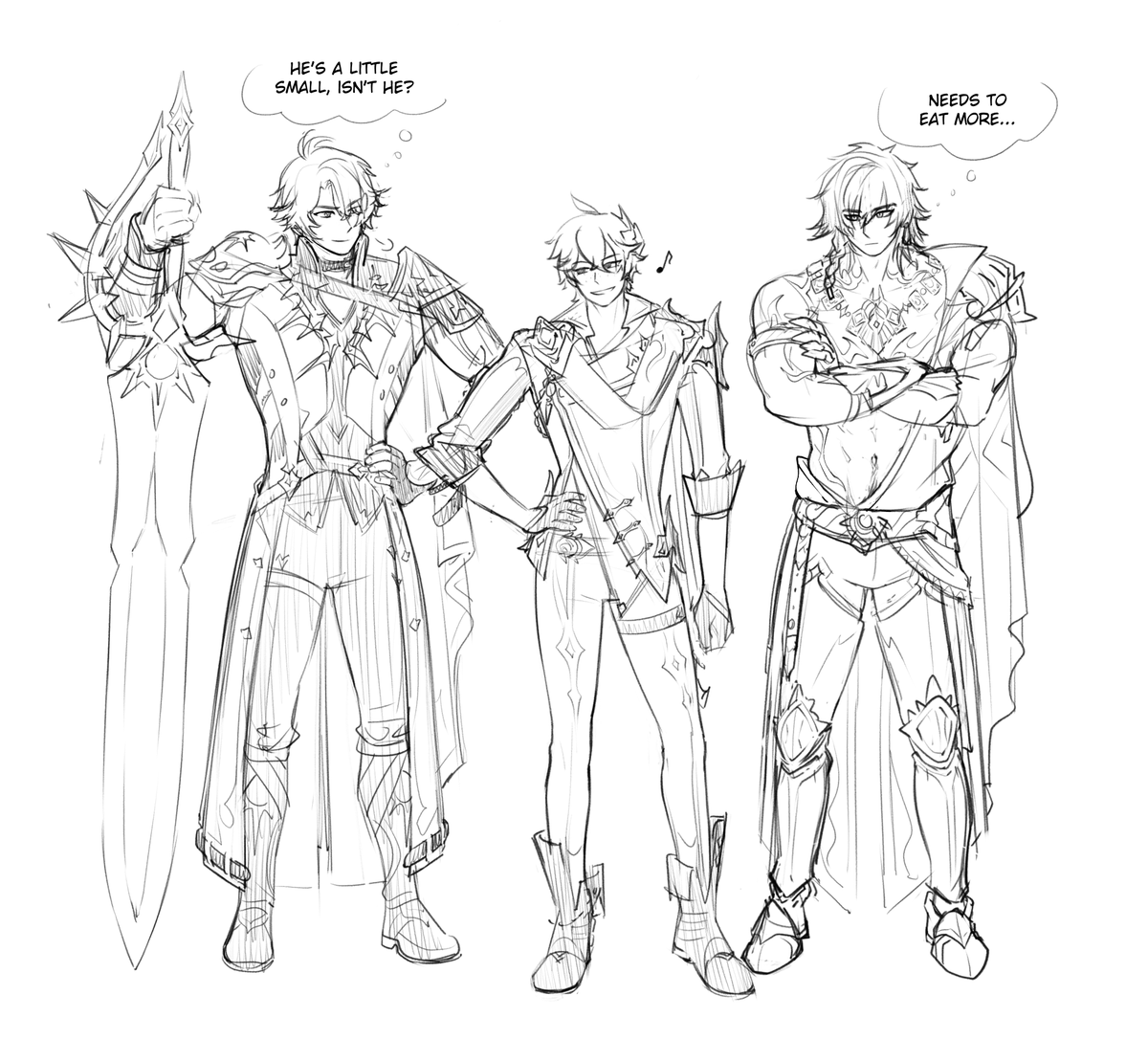 aeuvia's tweet photo. phainon and mydei feel huge in comparison but maybe thats just me... https://t.co/mEdMiFUh0F