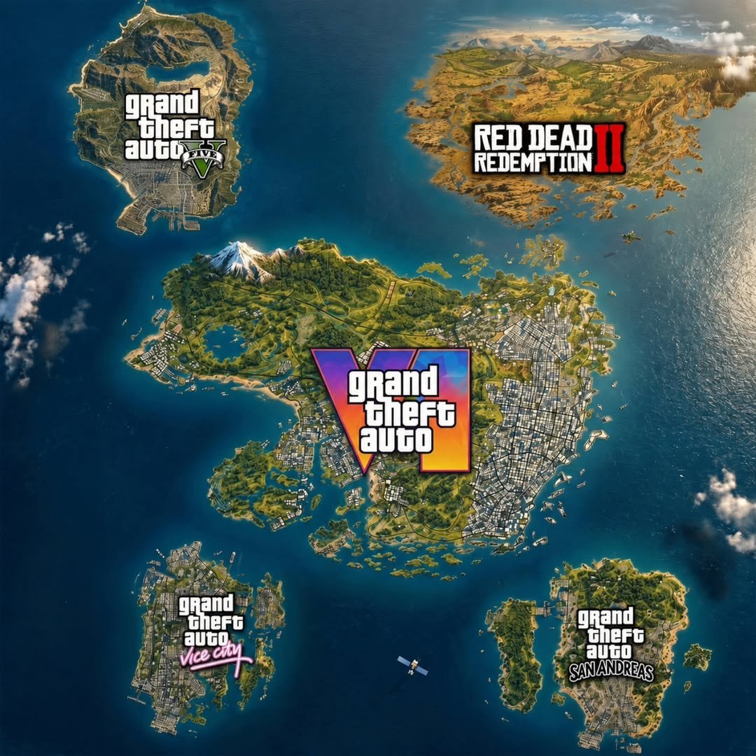 GamingCentral26's tweet photo. If it's true, then Rockstar going to give us the massive map of all time 🔥
#RockstarGames #GTAVI #Map https://t.co/MR3xKZ7Opb