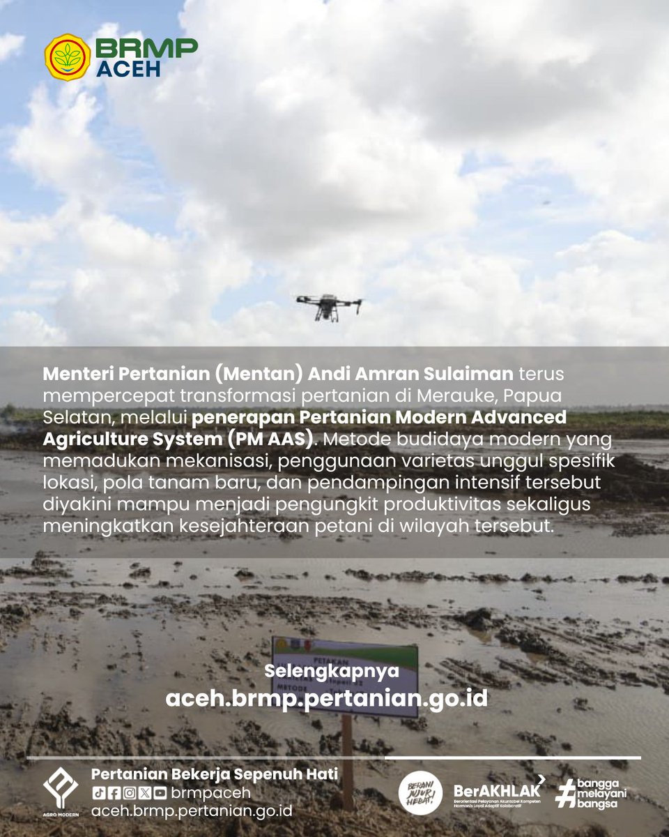brmpaceh's tweet photo. Saleum Syedara🙏
Mentan Andi Amran Sulaiman terus mempercepat transformasi pertanian di Merauke, Papua Selatan, melalui penerapan Pertanian Modern Advanced Agriculture System (PM AAS).
Selengkapnya
https://t.co/DgJ6580mX0
#KementerianPertanian #Agromodern #BRMPAceh https://t.co/ULpetwe7li