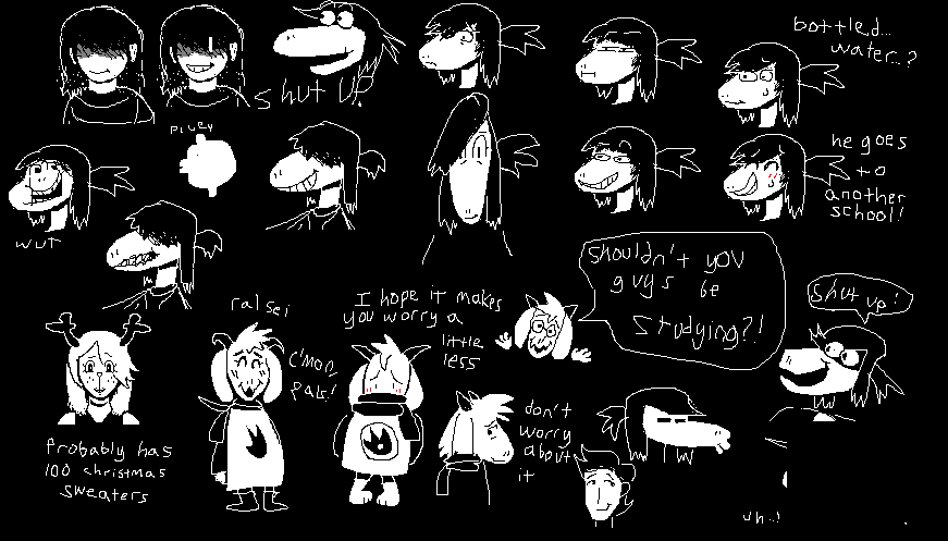 DrTouchMyFlap's tweet photo. never seen befor3e concepet art of susie kris noeelele and asriel dark world form along with anime man and lump 

art by radiation and greggreg   

posted on blueky https://t.co/XePaQ5tkI4