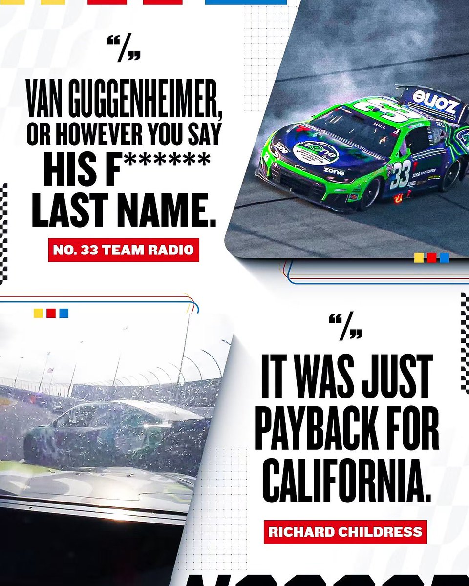 strawn_dawn's tweet photo. @SpotterDerek best line yet… 😂 I was gonna stop watching race after the 33 got wrecked but I had to wait and see if they played Derek’s funniest comment to date, on tv!  Sure as shit they did! 🤣😂 https://t.co/9Zr4IobPue