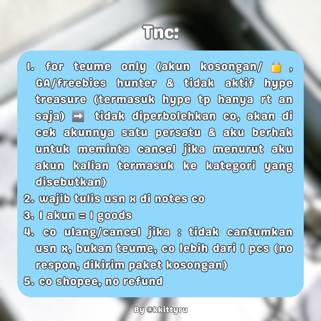 kkittyru's tweet photo. ♡⠂⠂treasure carry charm ; special 6th anniversary treasure 💬

by @kkittyru

❕𝗧𝗢𝗟𝗢𝗡𝗚 𝗕𝗔𝗖𝗔 𝗧𝗡𝗖 𝗦𝗘𝗕𝗘𝗟𝗨𝗠 𝗖𝗢❕

🗒️
★ teume only
★ link will be open at 12.00 wib

🖇️ https://t.co/yQ9GgsSYW8

𝒈𝒐𝒐𝒅 𝒍𝒖𝒄𝒌 !! (⁠≧⁠▽⁠≦⁠) 𖹭 https://t.co/nCCK8wd2ic