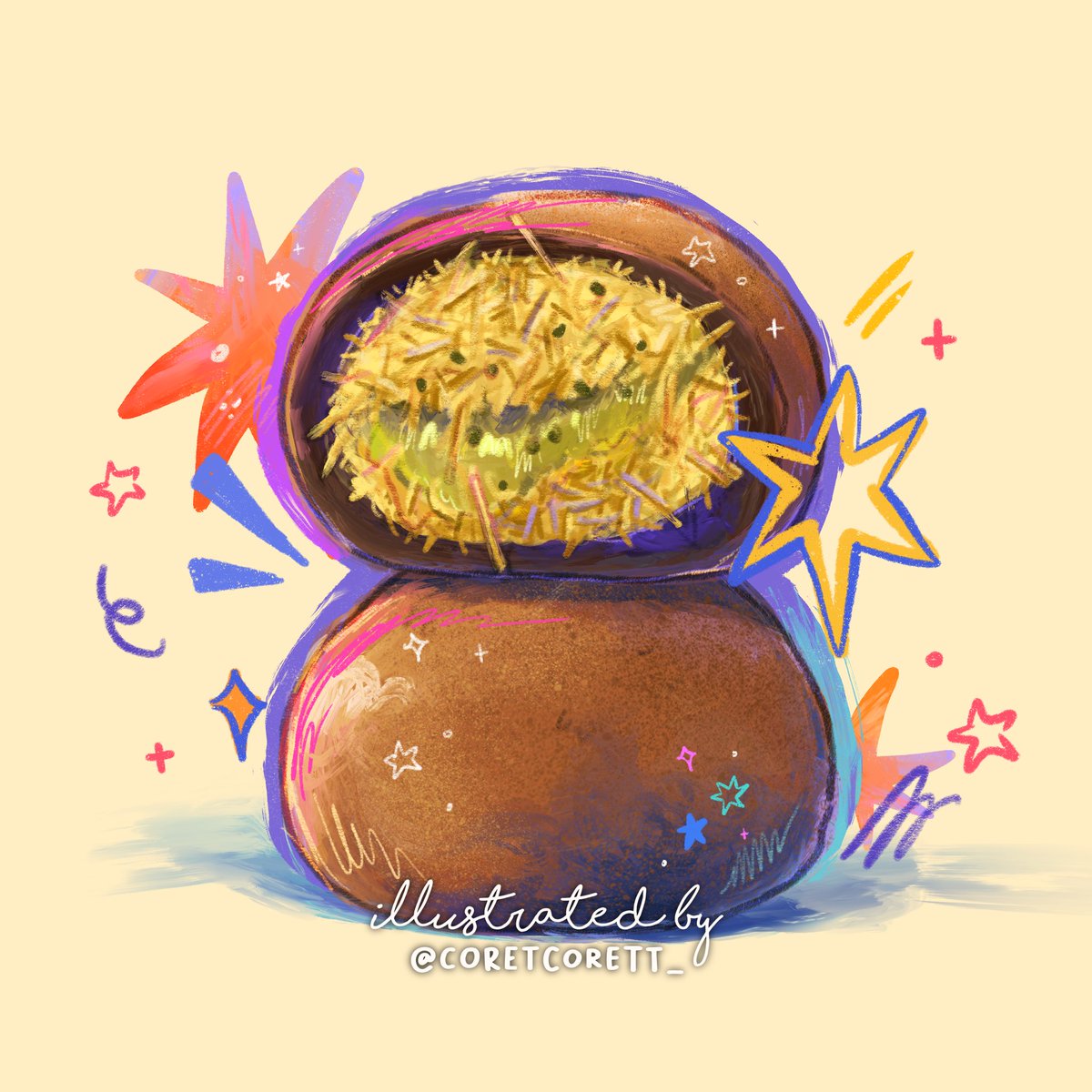 coretcorett_'s tweet photo. dubai sewe kokis💫✨🩵

#foodillustration #WhimsicalDish #whimsy #whimsicalart #digitalillustration #artistsonx https://t.co/Li2IuOZEZ9
