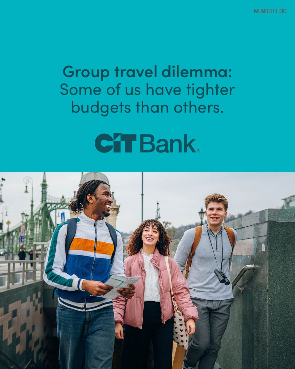 CITBank's tweet photo. When traveling with a group, a budget isn’t just a number. It’s a flexible framework that lets everyone enjoy a trip they can afford. Check out our tips for planning, budgeting and managing awkward money conversations on group trips. https://t.co/tgIWnWJqqt https://t.co/f5j5eU9vDq