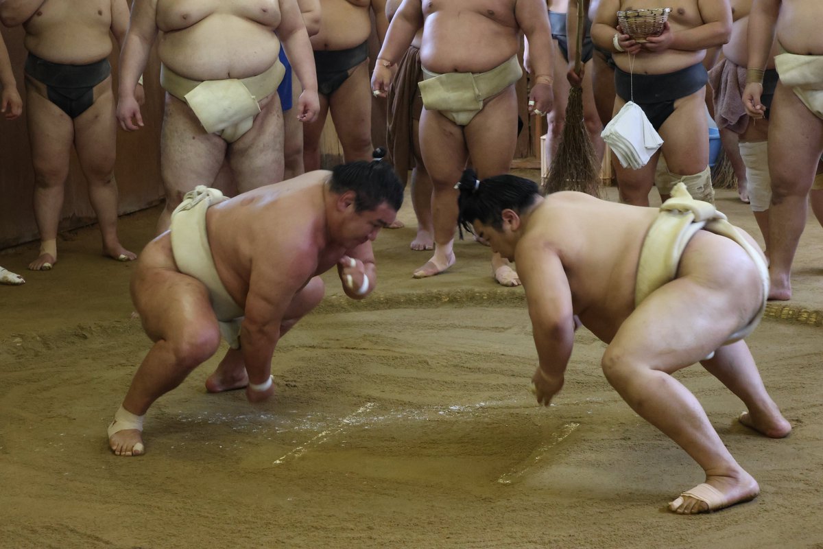 sumokyokai's tweet photo. ＜境川部屋稽古＞
関取同士の稽古

#sumo #相撲 #七月場所 #名古屋場所 https://t.co/mYKesmq5xr