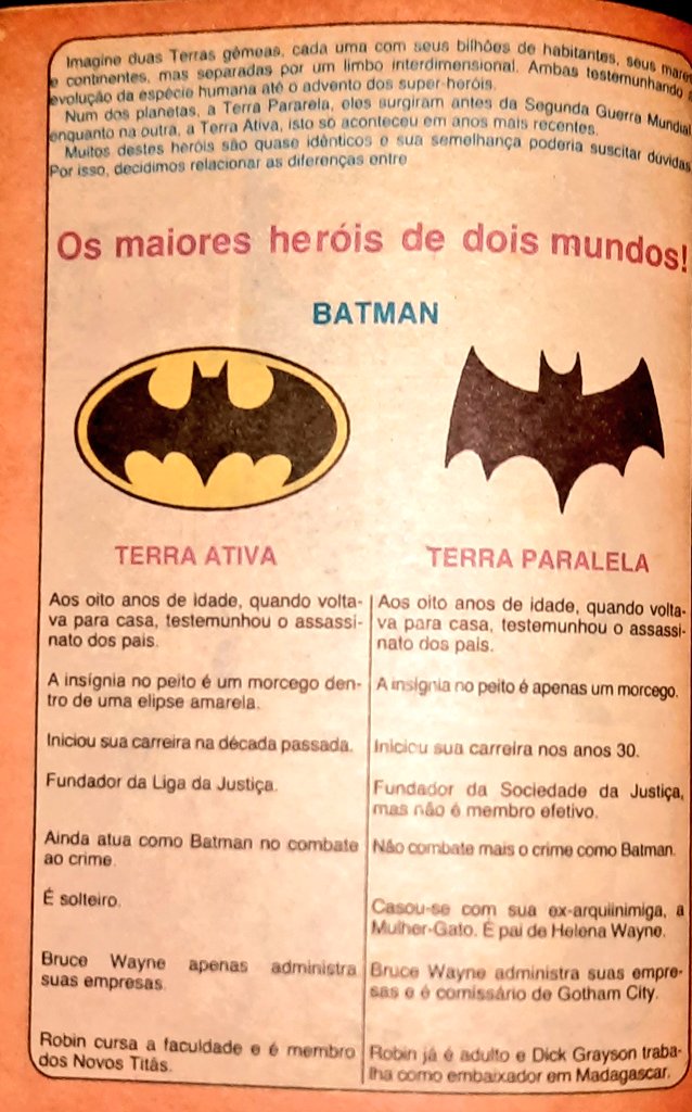 AquinaBanca's tweet photo. Aquela vez em que a Abril resolveu desenhar as diferenças entre as versões de Batman e Superman, antes de qualquer Crise.

(Batman #9, Março de 1985) https://t.co/sEjSVnaopz