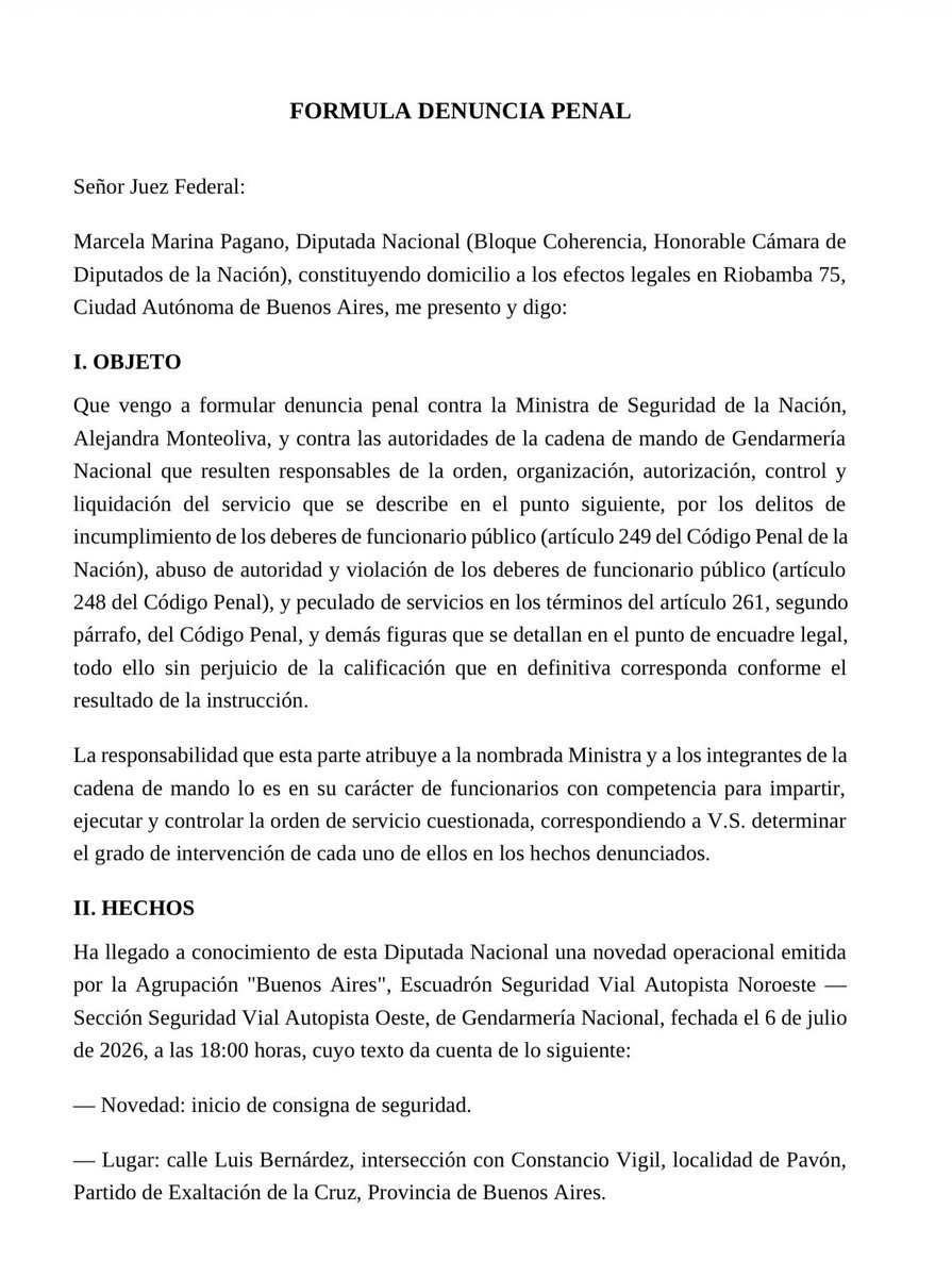 Marcelampagano's tweet photo. @madorni renunció pero sus curros siguen intactos: sigue con custodia oficial de gendarmería puesto fijo en su country y lo disfraza de “servicio por alteración del orden público” para tapar que es una custodia personal pagada por los contribuyentes. Y encima es tan rata @AleMonteoliva que a los gendarmes no les pagan el adicional que les corresponde por dicho servicio. Marche denuncia penal!