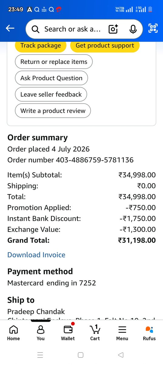 PradeepChandak5's tweet photo. Dear @AmazonHelp @AmazonIN, I paid ₹31,198 for a phone promised on 5 July. It has been on "Delivery on Hold" for 2 days with no resolution. Customer support keeps me on hold with No Response Please resolve this urgently. Order: 403-4886759-5781136. #AmazonIndia #CustomerService https://t.co/vMHJEeh5Fl