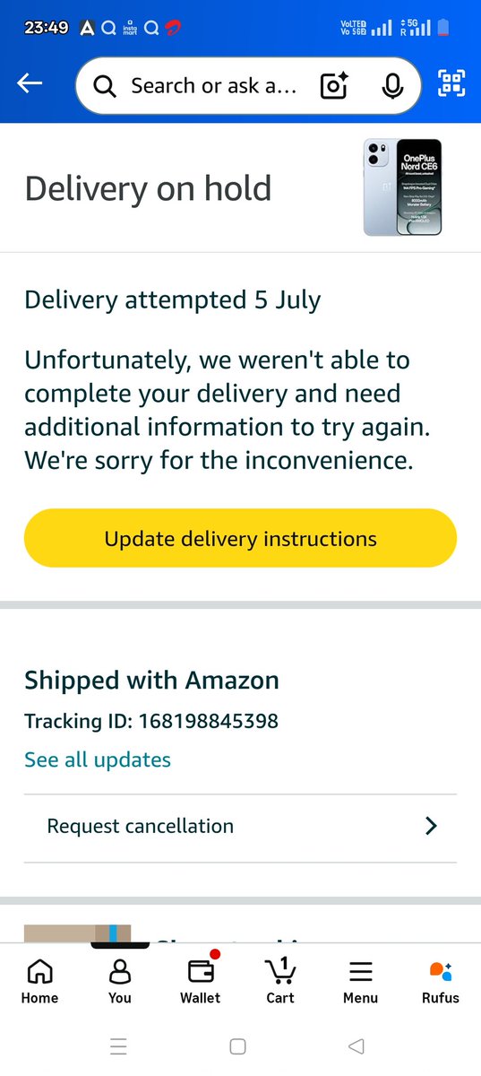 PradeepChandak5's tweet photo. Dear @AmazonHelp @AmazonIN, I paid ₹31,198 for a phone promised on 5 July. It has been on "Delivery on Hold" for 2 days with no resolution. Customer support keeps me on hold with No Response Please resolve this urgently. Order: 403-4886759-5781136. #AmazonIndia #CustomerService https://t.co/vMHJEeh5Fl