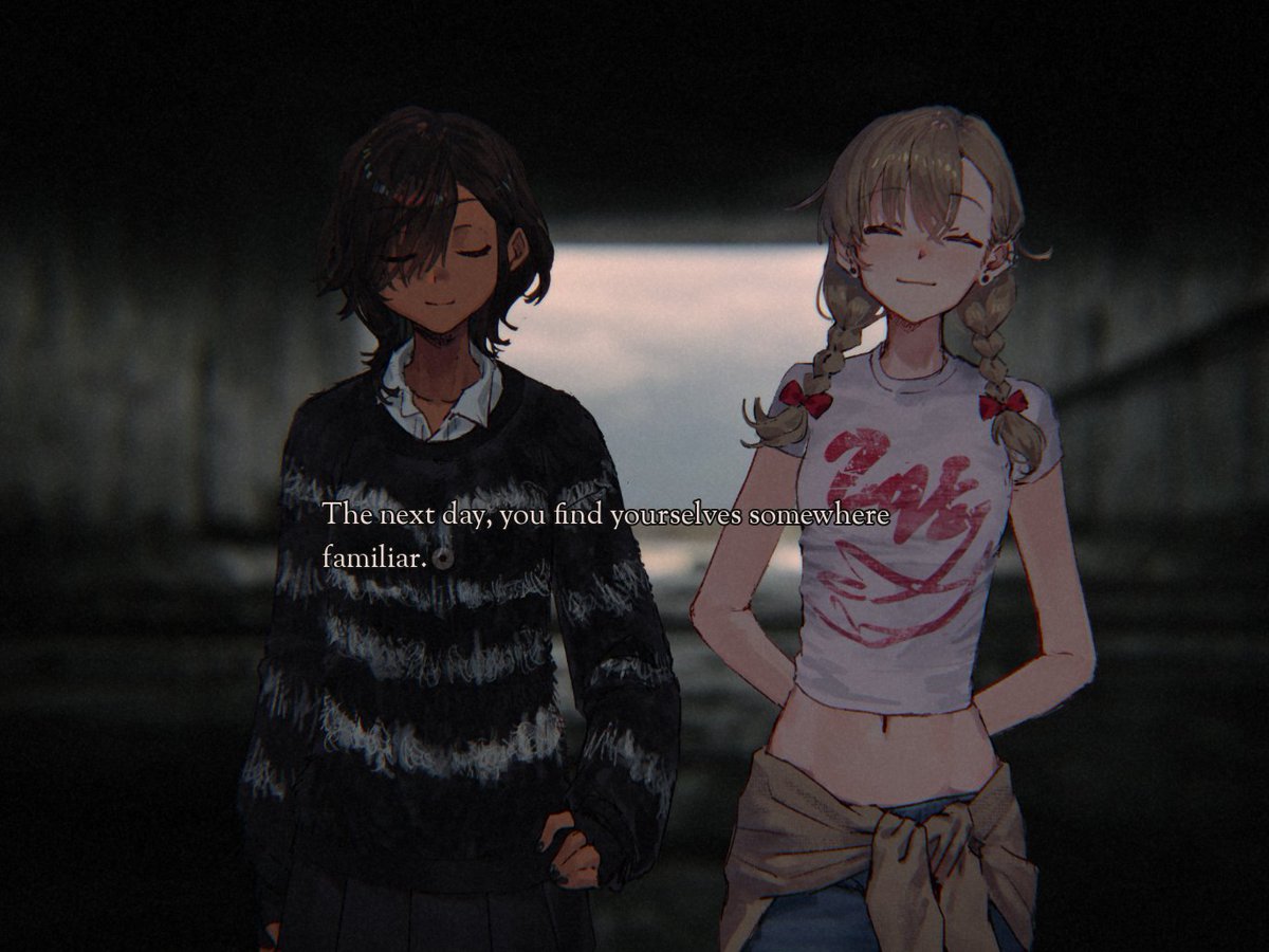 SolarAutomata's tweet photo. "Every hundred feet the world changes."  

"OBLIVION 2666" 
A magical realist short story.  
Releasing soon. 
Smile for the camera.  

#vndev #indiegame #gamedev https://t.co/hv66d9mPp5