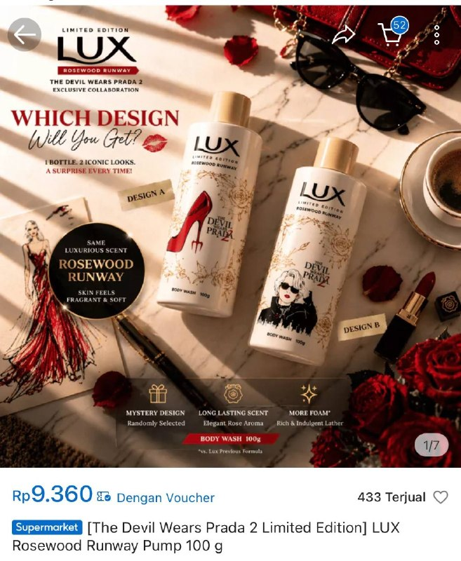 Bio_Lesson's tweet photo. 🔥 LUX Rosewood Runway Limited Edition Body Wash 100g Rp9.360

The Devil Wears Prada collab, wangi mewah & luxurious ✨ Mystery design!

Link: https://t.co/fwM1SS22zB

Buruan mandi harum! ⏰🔥

#LUX #BodyWash #LimitedEdition
Jangan lupa follow untuk promo, info diskon dan kode voucher setiap harinya