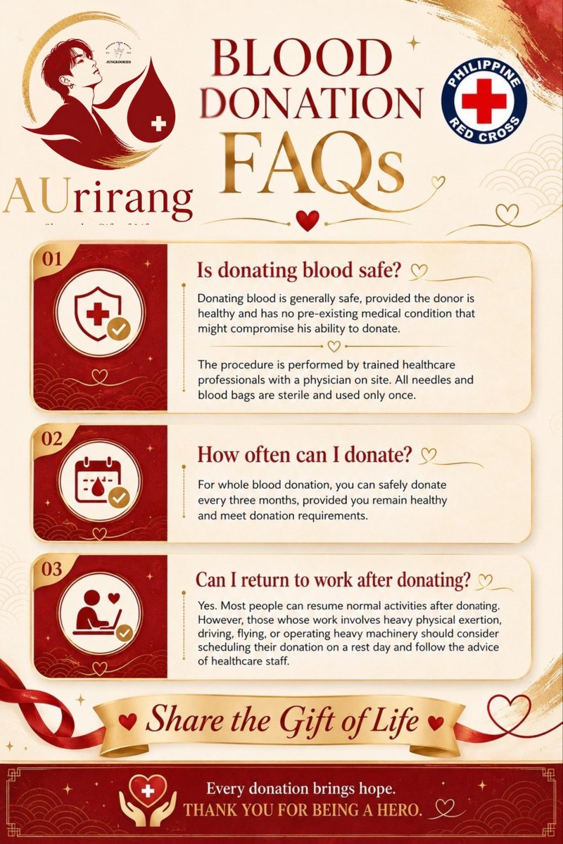bfm_jungkookies's tweet photo. The wait is over! ♥️

Kookie Season 2026 presents: 

Golden Drop: Bloodletting Year 5 

AUrirang: Share the Gift of Life

BFM Jungkookies, in partnership with the Philippine Red Cross, invites you to become a blood donor. 

Join us—register here: https://t.co/p8X2xfSfsE https://t.co/Ug96TQ6Qs2