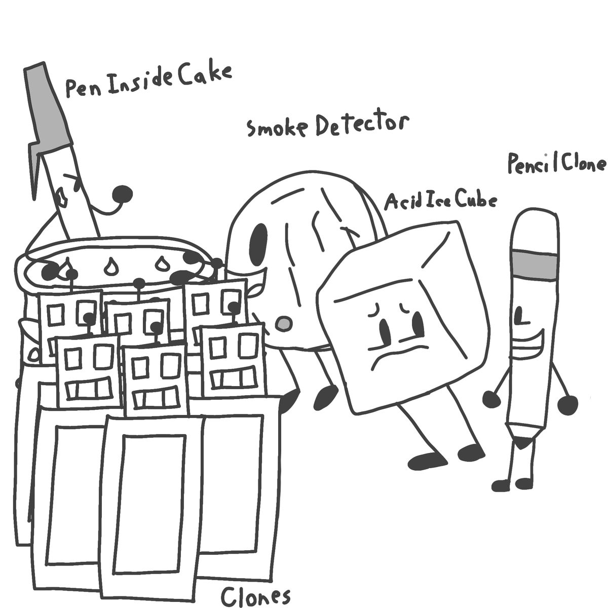 pencilclone's tweet photo. I decided to draw every bfdi season 1 rc parody account I know of because I was bored https://t.co/p108IdjPgQ