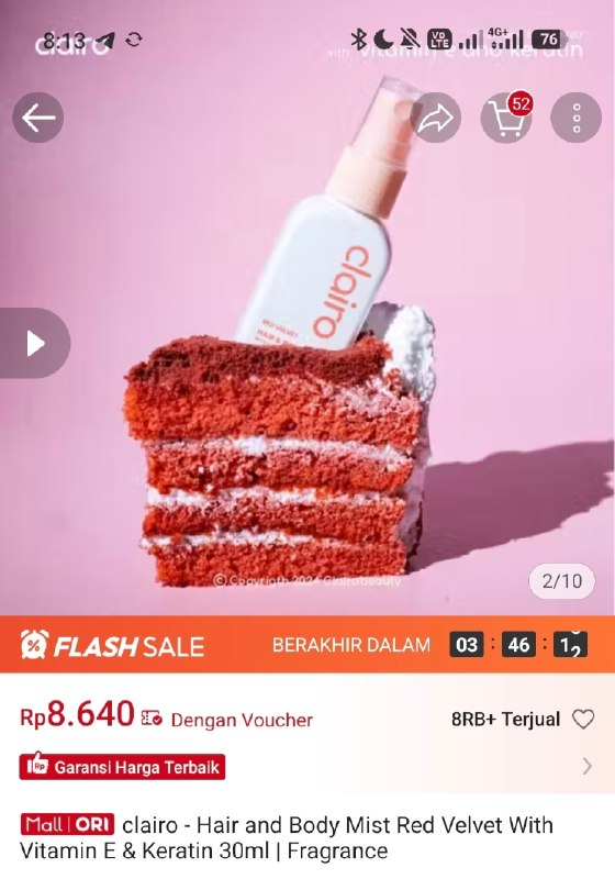 Bio_Lesson's tweet photo. 🔥 Clairo Hair &amp; Body Mist Red Velvet Rp8.640 • Flash Sale

Wangi mewah dengan Vitamin E &amp; Keratin ✨

Link: https://t.co/QR06AcLD9e

Buruan harum seharian! ⏰🔥

#BodyMist #HairMist #Clairo
Jangan lupa follow untuk promo, info diskon dan kode voucher setiap harinya https://t.co/dRk27cdhsy