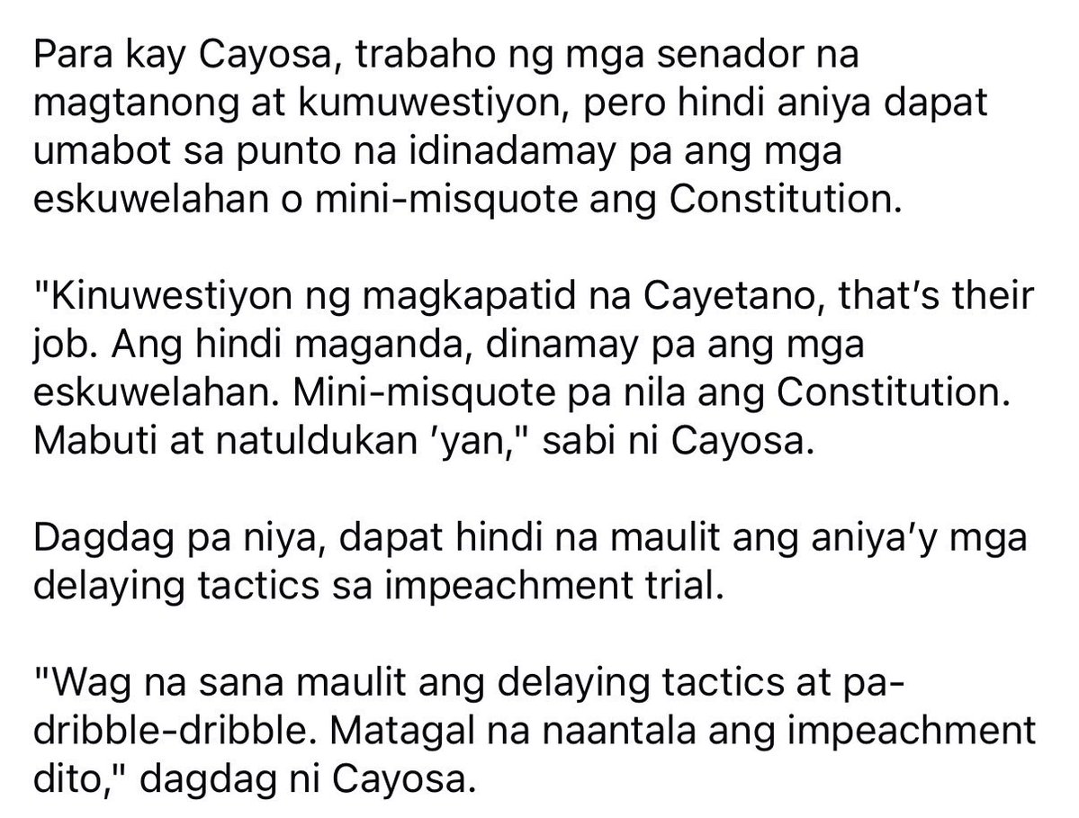 _djchacha's tweet photo. CAYOSA: "MAS TAMA SI SEN. KIKO PANGILINAN" SA ISYU NG PRESIDING OFFICER SA IMPEACHMENT TRIAL https://t.co/9Pzb1fMt7e