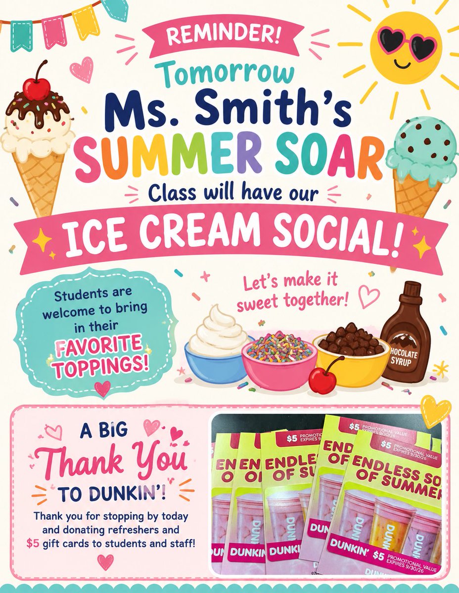 AndreaSmithED_S's tweet photo. It’s Week 3… Summer Soar is getting sweetier by the day!  We are continuing with our National Ice Cream Month activities. 🍪🍦🍫🍬 https://t.co/8GVFFK00hH
