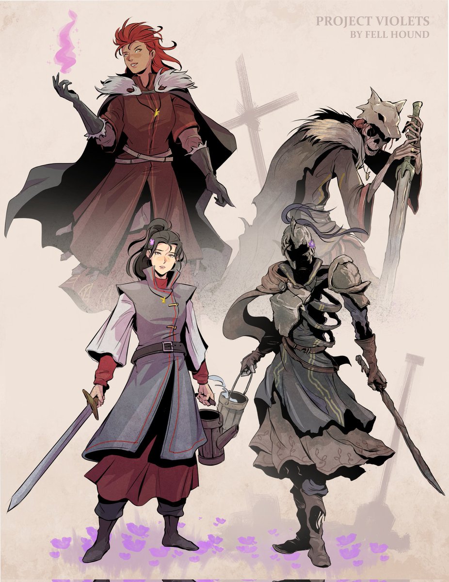 FellHound_'s tweet photo. Doing this writeup for #ProjectViolets and wondering how I can professionally say the inspo behind it was:
"What if I made femslash tortured yuri between two faceless soulsborne boss knights? What if it was a 200+ page intimate angstburn?" https://t.co/GBeGdhF9QT