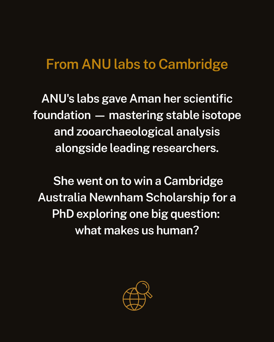 ANUcass's tweet photo. Aman Kang earned her Master of Archaeological and Evolutionary Science at ANU — building the scientific foundation that took her to a PhD at Cambridge.

⏰ Domestic applications close 17 July for Semester 2, 2026.

🔗 https://t.co/kuuChwwZBQ https://t.co/DmrKJysRpO