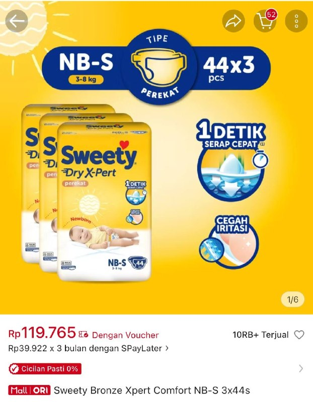 Bio_Lesson's tweet photo. 🔥 Sweety Bronze Xpert Comfort NB-S 3x44pcs Rp119.765

Popok newborn 3-8kg, serap cepat &amp; cegah iritasi ✨

Link: https://t.co/u30UgFxOcb

Buruan stok popok bayi! ⏰🔥

#Sweety #PopokBayi #BabyCare
Jangan lupa follow untuk promo, info diskon dan kode voucher setiap harinya https://t.co/zms2kUH2Gk