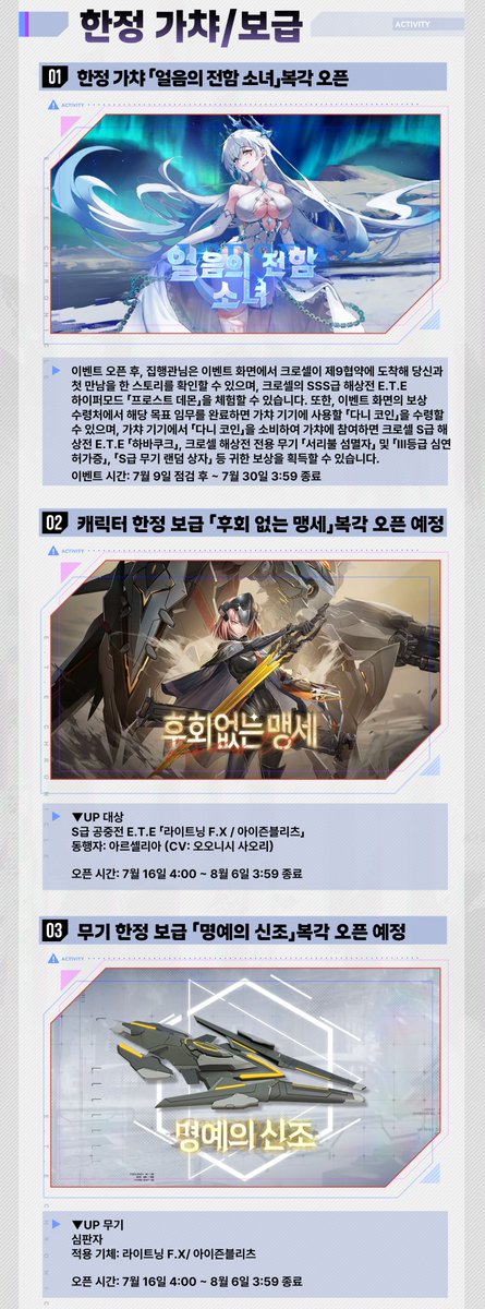 ETEchronicle's tweet photo. 📢 7월 9일 업데이트 안내
주요 업데이트 내용은 네이버 공식 라운지에서 확인해주세요.
https://t.co/Pl8I1DMF0H

#에타크로니클 #ETEChronicle #업데이트 #한정이벤트 #복각보급 #크로셀 #아르셀리아 #프로스트데몬 #하바쿠크 #아이존블리츠 #모바일게임 #��집형RPG https://t.co/mqZUnkLzts