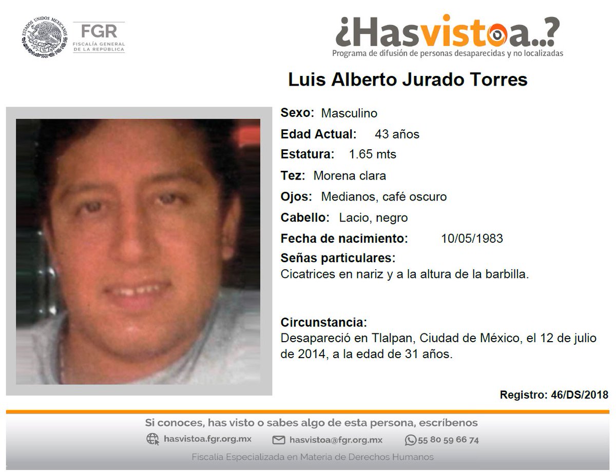 Busqueda_MX's tweet photo. ⚠️ #AlertaNacionalDeBúsqueda
Solicitamos el apoyo en la difusión para la localización de las siguientes personas:

Margarito Alejandro Díaz Sánchez, desaparecido el 14 de mayo de 2014 en la #CDMX
Roberto Ramírez Maldonado, desaparecido el 18 de mayo de 2011 en la #CDMX
Ivonne Martínez Martínez, desaparecida el 14 de febrero de 2014 en la #CDMX
Luis Alberto Jurado Torres, desaparecido el 12 de julio de 2014 en la #CDMX

Si tienes información que ayude a reunirle con su familia comunícate al teléfono:
📞 55 80596674
#HastaEncontrarle