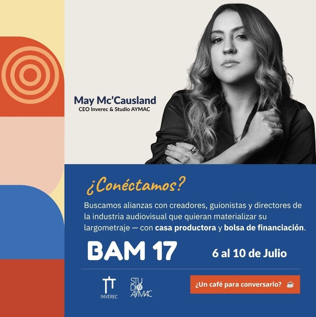 MayMcCausland's tweet photo. ¿Conéctamos? 👋
 Esta semana estoy en el @BAM_Bogota buscando alianzas con creadores, guionistas y directores que quieran materializar su obra. 📽️
¿Un café? ☕
https://t.co/aaC5WeIIvc https://t.co/Zvn4sROpzo
