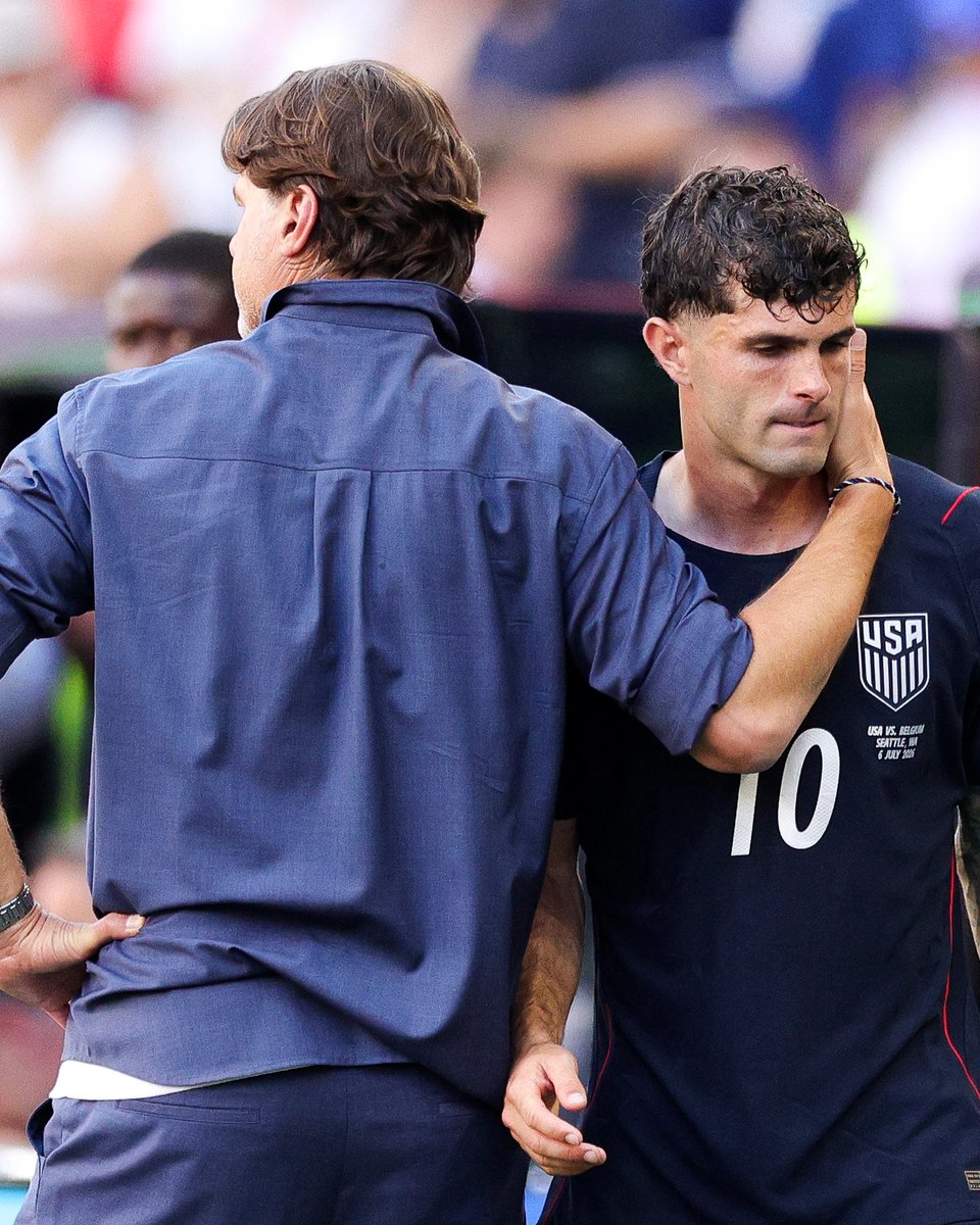 brfootball's tweet photo. Christian Pulisic was emotional after coming off with an injury vs. Belgium 💔 https://t.co/lhvYAt3w0h