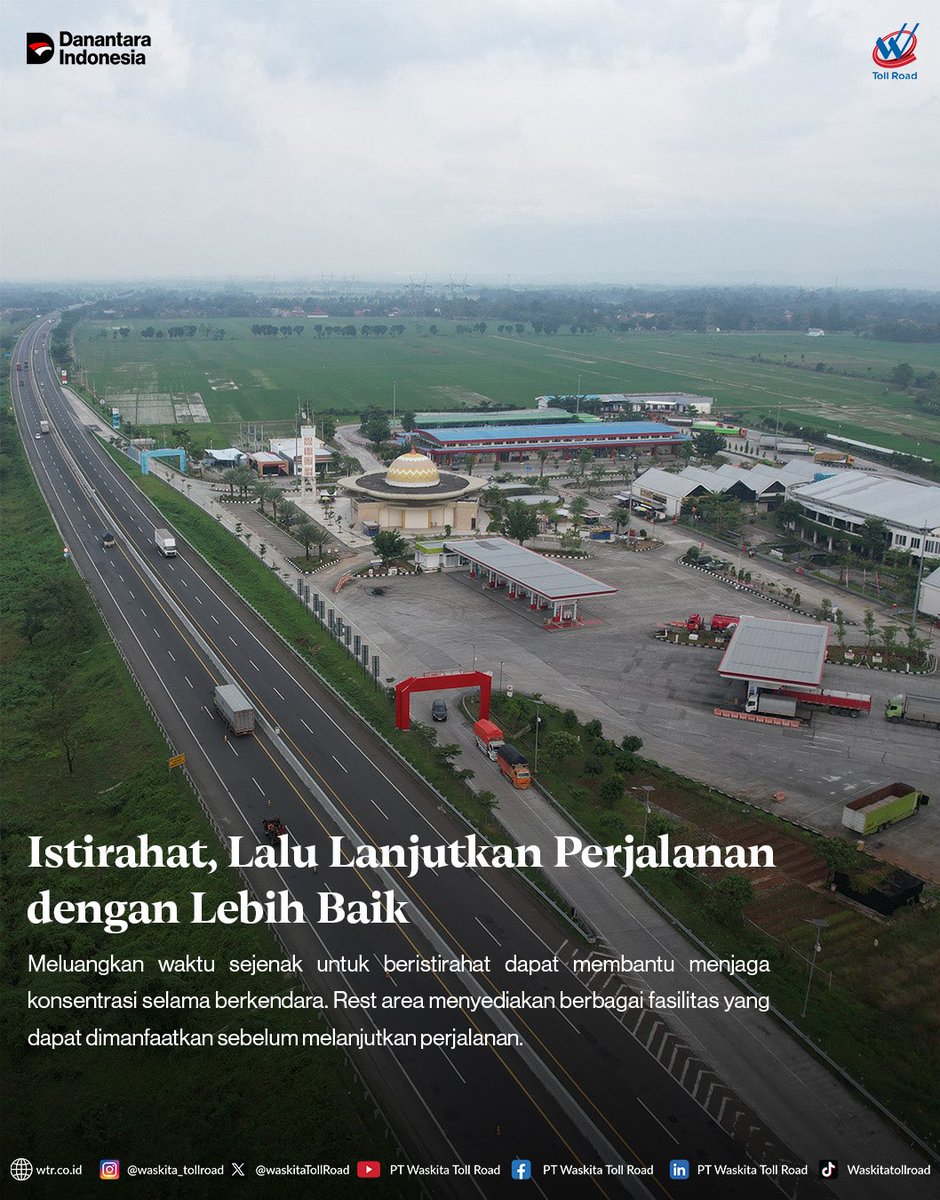 WaskitaTollRoad's tweet photo. Kami berupaya menghadirkan pengalaman berkendara yang lebih aman dan nyaman. Mulai dari fasilitas rest area yang nyaman hingga layanan operasional yang selalu siaga, semua kami hadirkan agar perjalanan Anda semakin tenang.

Kini, kami ingin mendengar langsung pengalaman Anda. https://t.co/aWNtMie3H8