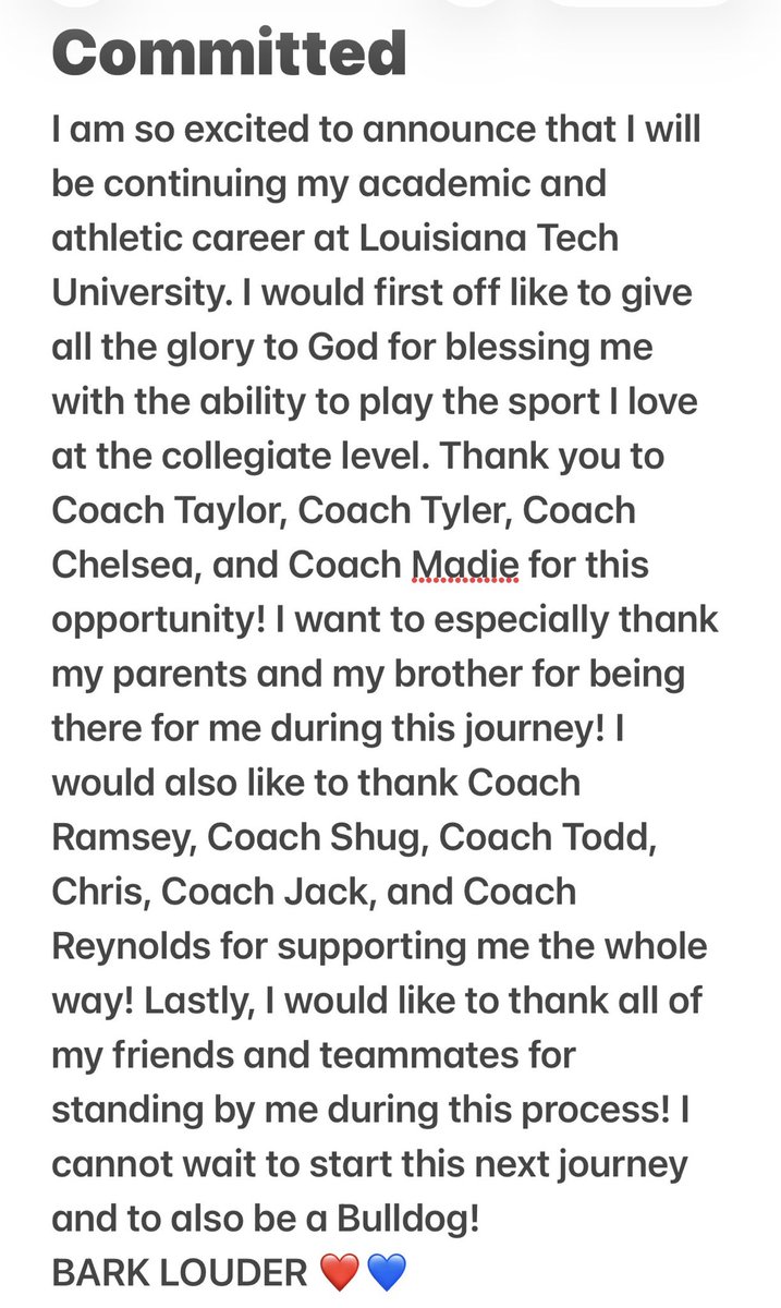 jordan_nailling's tweet photo. 100% COMMITTED! I’m so excited for the next 5! ❤️💙  @LATechSB @la_techSBCoachT @TKrobetzky @LATechSB_Cohen @madiegreen27 @RamseyTennMojo @SoftballGct @toddrhoades3 @ShugHenson @RedDevils16U https://t.co/nRXm3mM72T