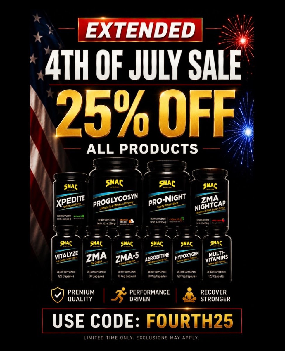 SNACsystem's tweet photo. 🇺🇸EXTENDED FOURTH OF JULY SALE🇺🇸

💥25% OFF ALL SNAC PRODUCTS💥

Use code FOURTH25 at checkout #Howyalikeit

 Sale ends Wednesday, July 8th at 11:59 PM

 🛒 Stock up and save NOW at https://t.co/EXLJby8lNc https://t.co/MJ9pgYyEmF