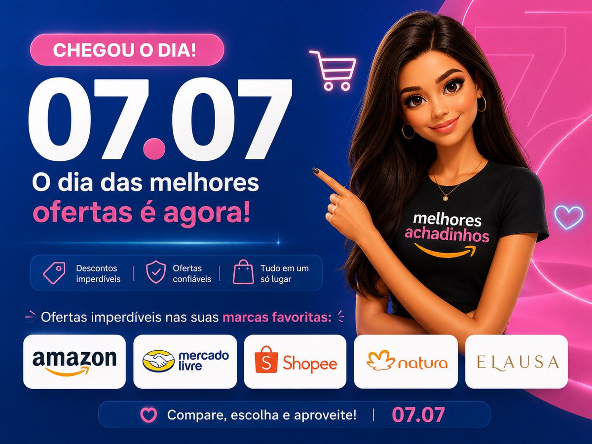 melhoresachadin's tweet photo. 👀⌛️ HOJE NINGUÉM DORME!! A PARTIR DE 00h COMEÇA O 07.07 🎊 O DIA PROMETE FORTES EMOÇÕES

Entre no grupo para não perder as ofertas: https://t.co/yJqJzkIyjn https://t.co/aInBPANvrp