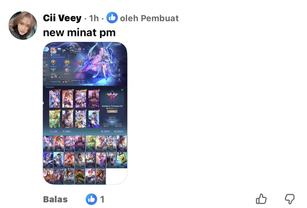 bykairo_'s tweet photo. ⚠️ Heads up!

screenshot akun ml ku dicuri oleh oknum jb Facebook.

hati hati ya kalau ada yang nawarin akun ku selain aku, aku ga pernah jb fb juga 

terima kasih sudah waspada. stay safe everyone! 🫰🏻🤍 https://t.co/daBnzSlgff