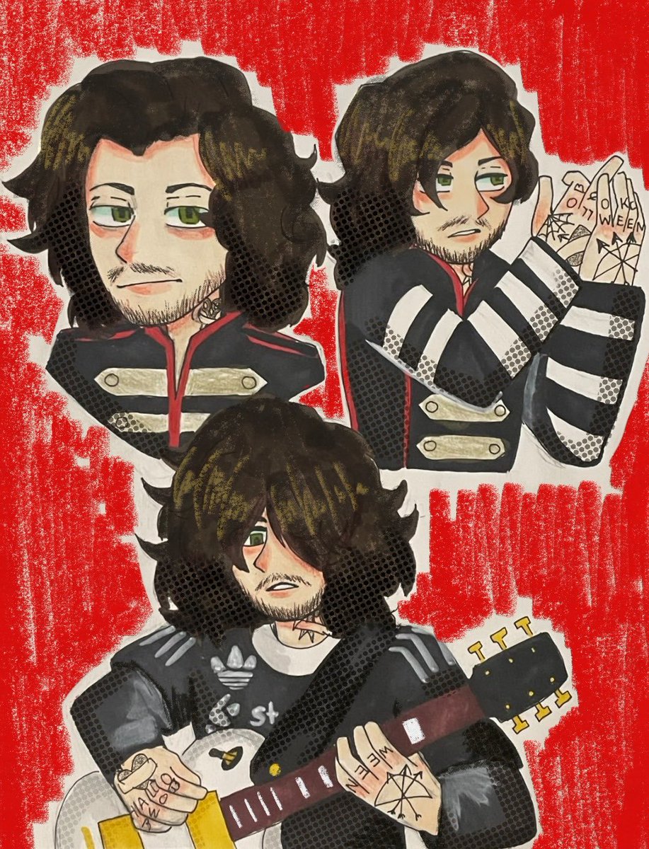 drawingwithapen's tweet photo. No podia dejar de pensar en los últimos 2 conciertos de MCR #mychemicalromance #mcrtwt #frankiero https://t.co/w1RKu46UdE