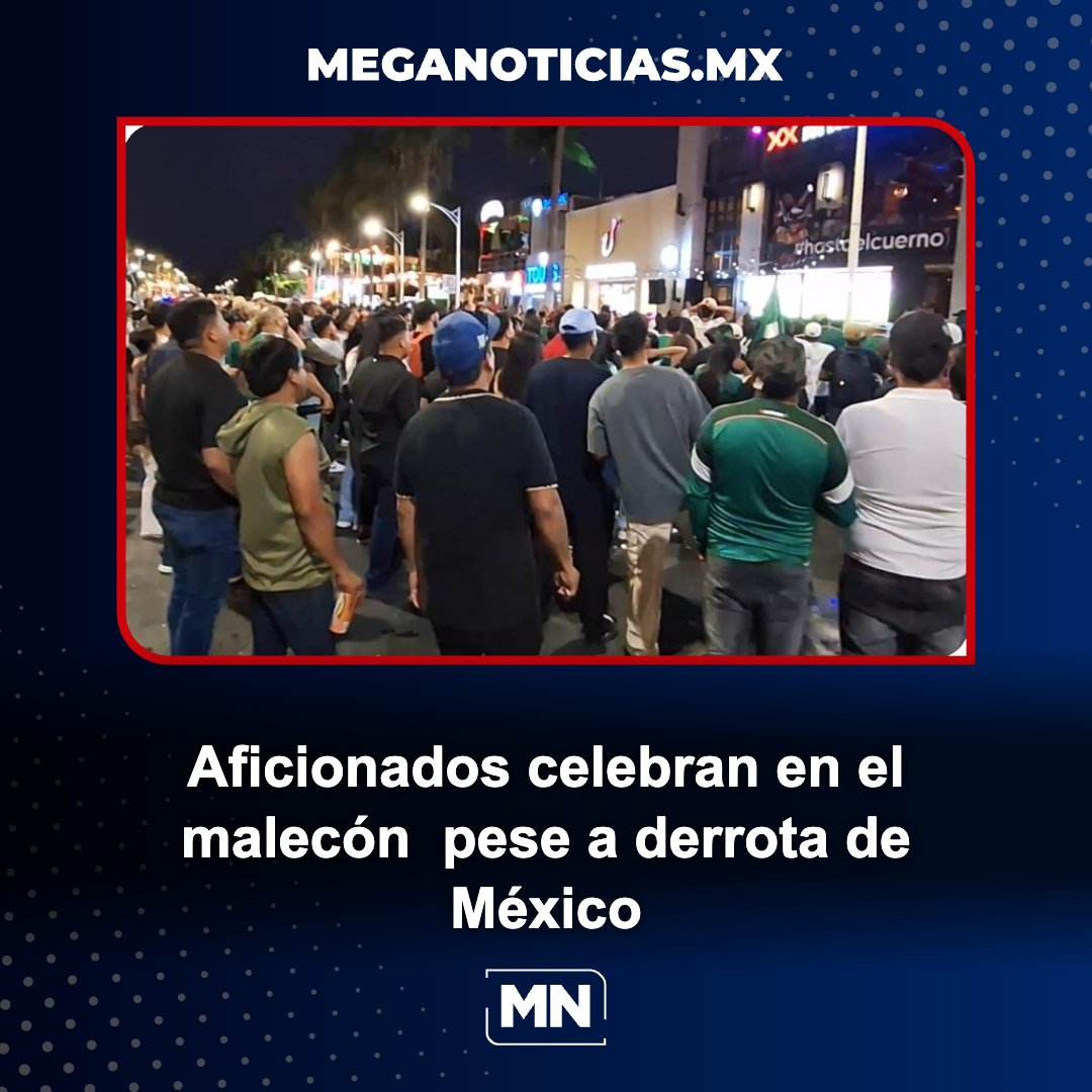 meganoticiasLPZ's tweet photo. La derrota de la Selección Mexicana por 3-2 frente a Inglaterra no impidió que decenas de aficionados permanecieran en el malecón de La Paz para convivir y celebrar al término del encuentro.

Lee más: https://t.co/MGExHMspvr https://t.co/Jm6kRG4tgy