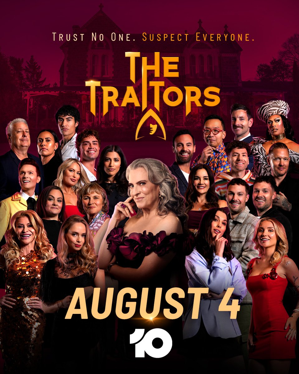 DragBasee's tweet photo. The Traitors Australia has finally revealed the premiere date for its third season. It will premiere on August 4 on Channel 10. Kween Kong from Drag Race Down Under is part of the cast. https://t.co/bfMFRQ2XPa