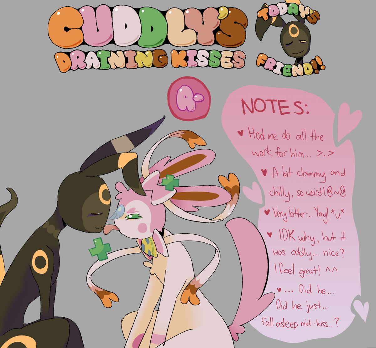 Leirbag4857's tweet photo. Cuddly's Draining Kisses #5
To save a little Pokedollars, Cuddly will ask the rest of the gang for kisses for healing! Here's what she thinks of it! https://t.co/d30c0PHPoD