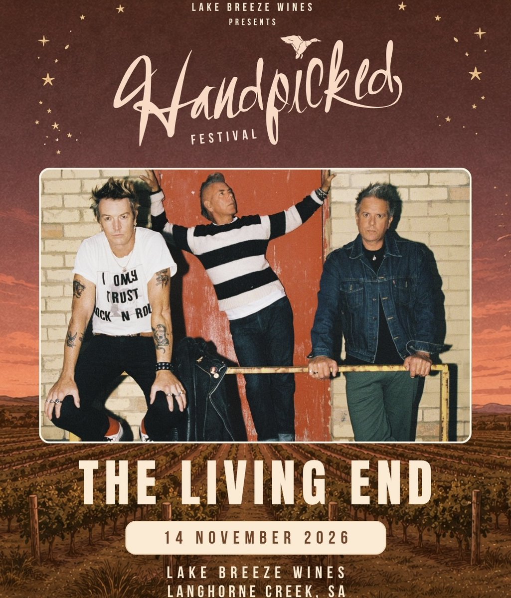 thelivingendaus's tweet photo. South Australia, we are coming your way AGAIN to play at Handpicked festival at Langhorne Creek with so many other awesome artists. It's going to be huge!!!
The festival has been on sale for ages but they've released final tickets this morning, be quick to nab them &amp; come join us https://t.co/uucOehkxrz