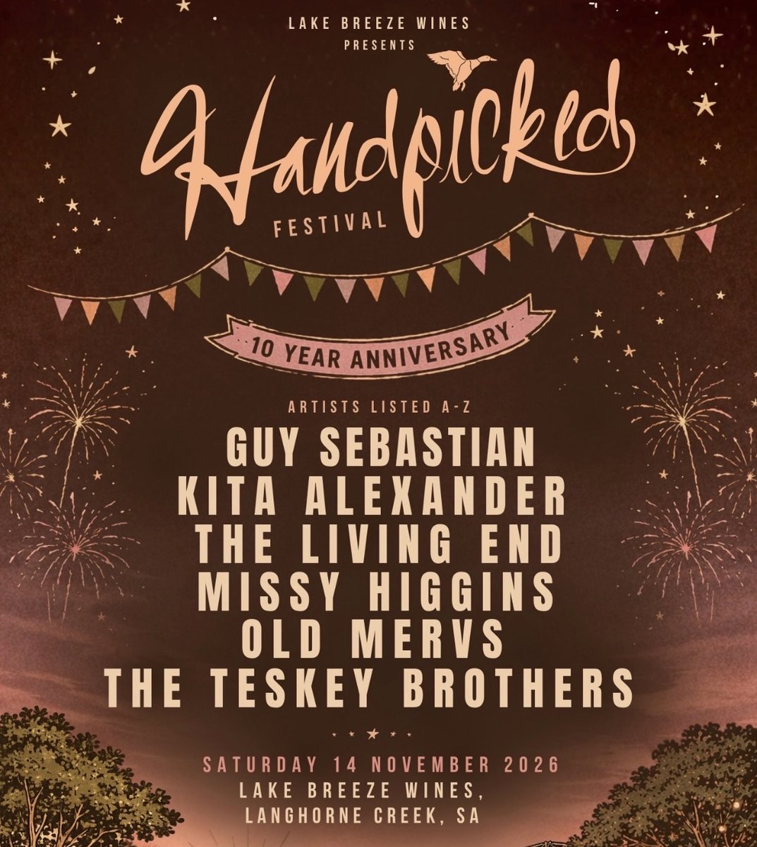 thelivingendaus's tweet photo. South Australia, we are coming your way AGAIN to play at Handpicked festival at Langhorne Creek with so many other awesome artists. It's going to be huge!!!
The festival has been on sale for ages but they've released final tickets this morning, be quick to nab them &amp; come join us https://t.co/uucOehkxrz