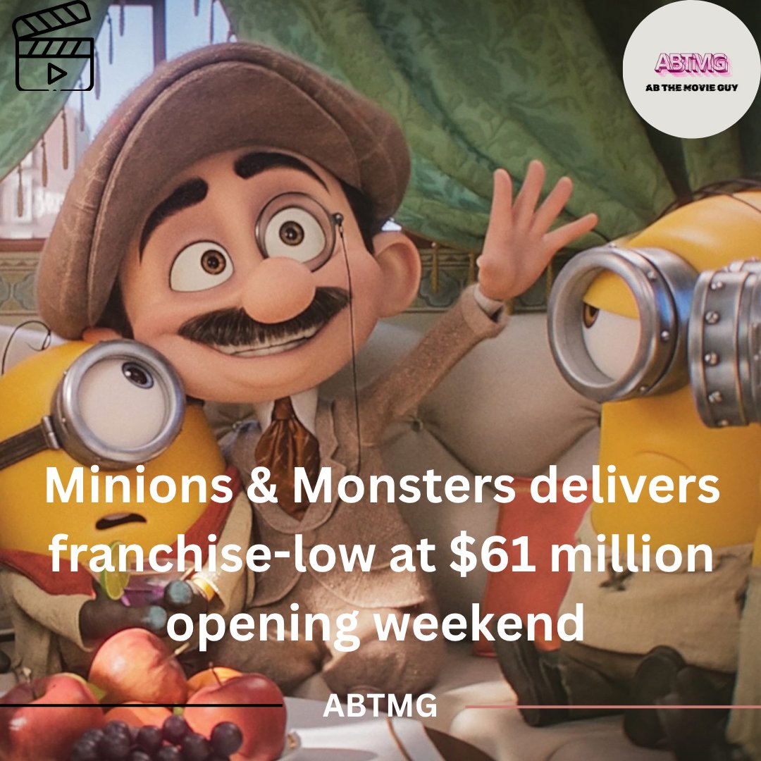 _abthemovieguy's tweet photo. The Minions are back, but this time with a monstrous twist. Minions &amp; Monsters opened to just $61M — the lowest in the franchise

#minionsandmonsters https://t.co/Z5B82Db89g