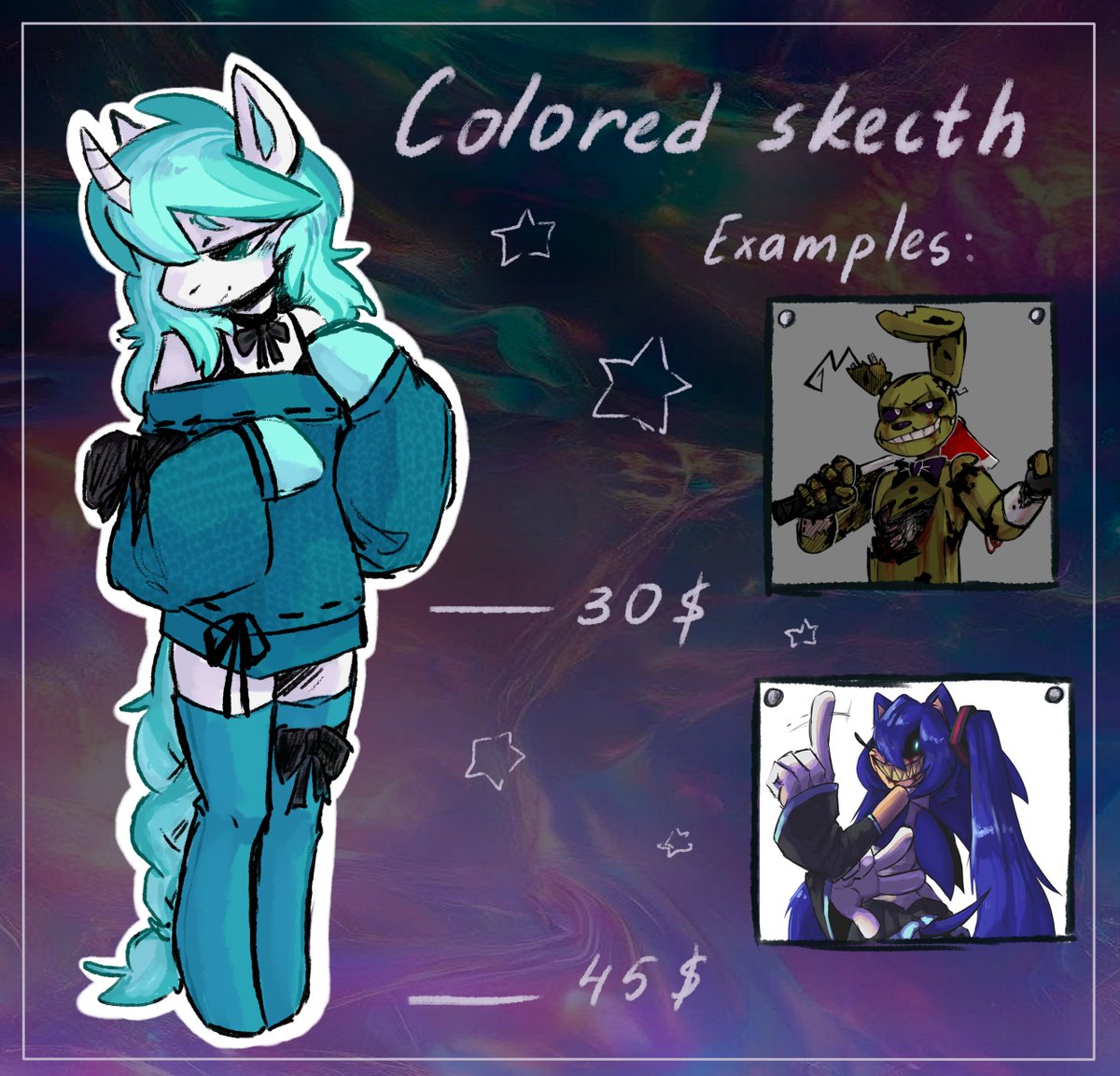 Angel79080's tweet photo. Commissions are open again!

I've also updated my commission price list. For now, I'll be opening only 2 slots https://t.co/NoxHAg5aaM