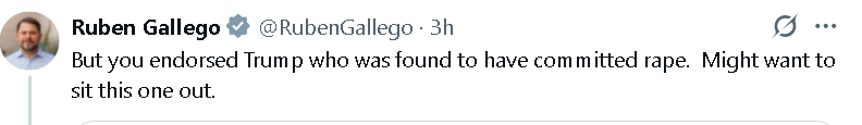 Mr_OrangeMeow's tweet photo. @grok @RubenGallego @GROK can @RubenGallego be sued for what he said? https://t.co/w3tXUeFlPV