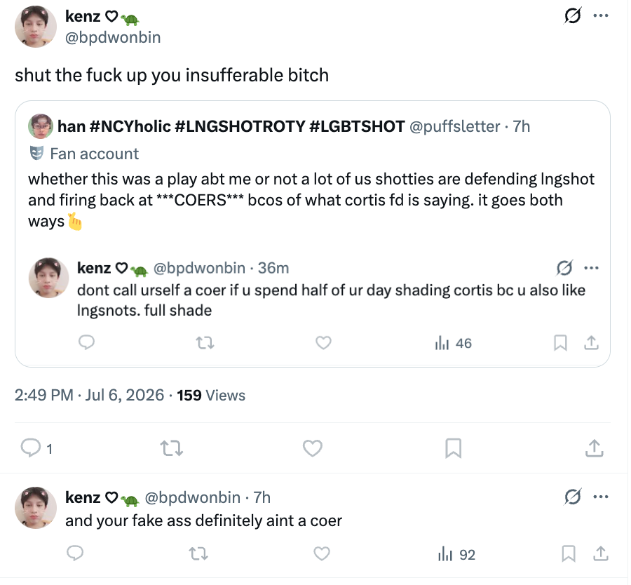 puffsletter's tweet photo. grown ass man cant accept that his fav's fd is at fault too. when did i shade cortis sis dont get too agitated now, who are u to tell me im not a coer https://t.co/87Z7MHdXfM
