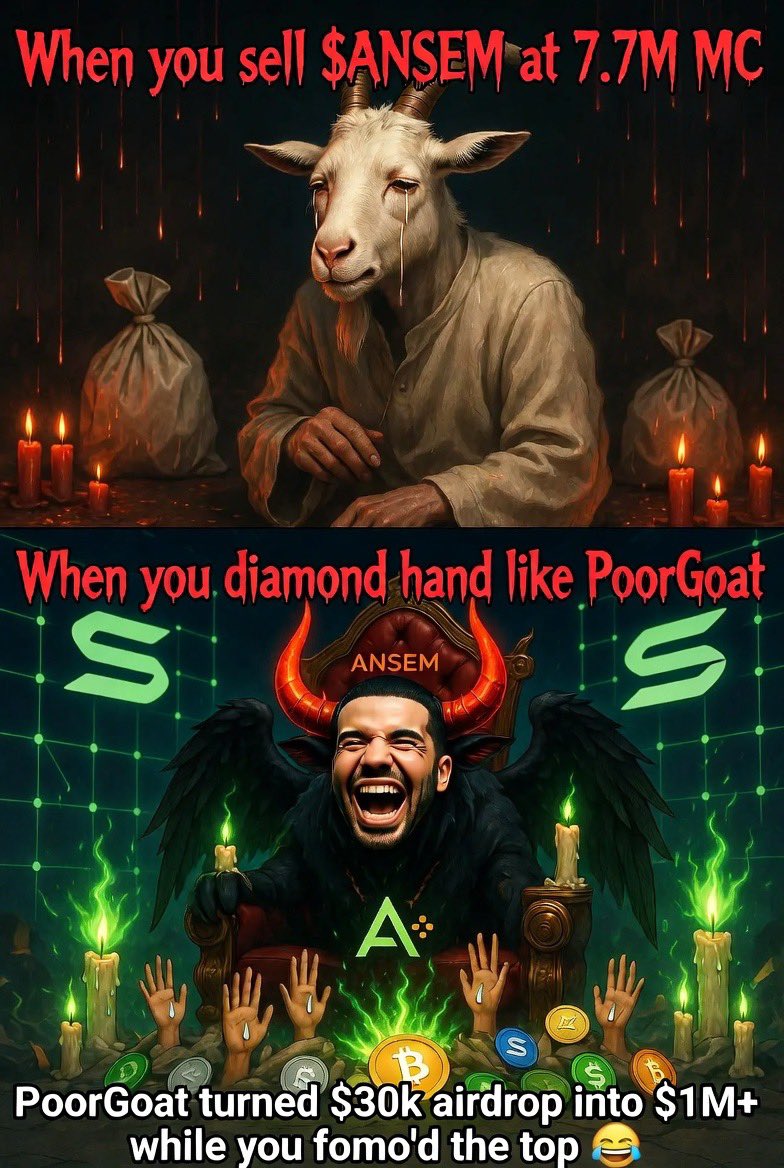 NoahDoesCrypto's tweet photo. POORGOAT SAW THE VISION WHILE Y’ALL WERE PAPER-HANDING AT 7.7M
He turned $30k airdrop into $1M+ and now he’s dropping $1k like it’s nothing.
This is the culture. This is the flywheel.
DIAMOND HORNS OR GET STEPPED ON BY THE BLACK BULL 🐂🀄️💀
@PoorGoat_ sol: 85hgjb9hXhErCS8DuMKGNiyuDdUaFWjPuJE1Jz9sBr9D