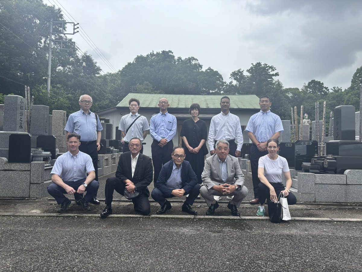 AikidoHq's tweet photo. Our annual visit to Shioda Gozo Sensei’s grave🙏 Afterwards, everyone had a chance to chat. Ando Sensei outlined his vision for the future of Aikido and of Ryu, including steps to improve the level of technique and the quality of instruction at all Ryu affiliated dojos https://t.co/cywEWFCG9n
