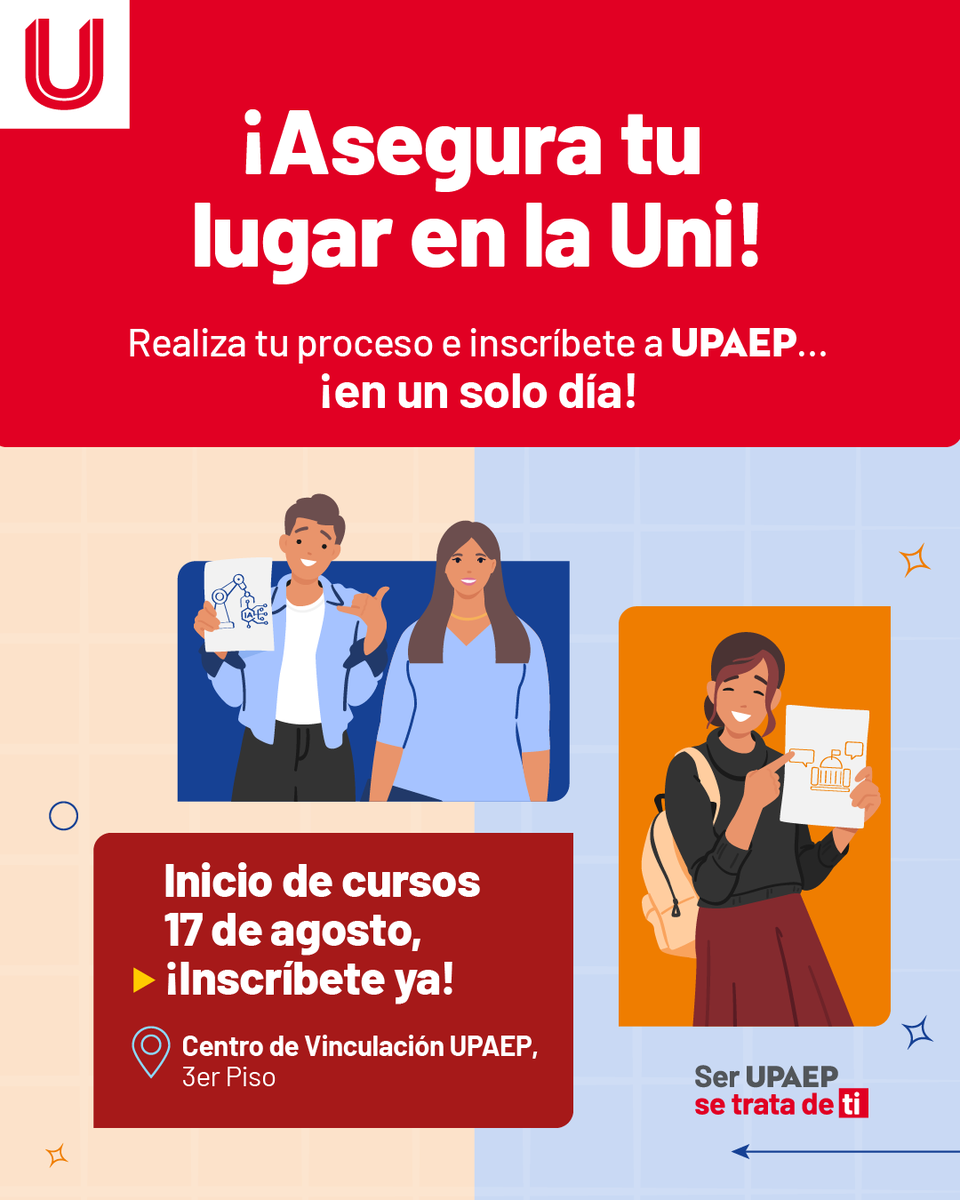 UPAEP's tweet photo. ⚡️ Ven a UPAEP y concluye tu proceso de admisión en un solo día. Agenda tu visita para recorrer el campus, resolver tus dudas y descubrir todo lo que tenemos listo para impulsar tu crecimiento profesional.
¡Tu historia universitaria comienza aquí!

⏰ 9:00 a 18:00 h 
📍 3er Piso del Centro de Vinculación UPAEP (11 Poniente 2307, Santiago) 
📱 WhatsApp: 222 967 0371

#UPAEP #SeTrataDeTi #Licenciaturas