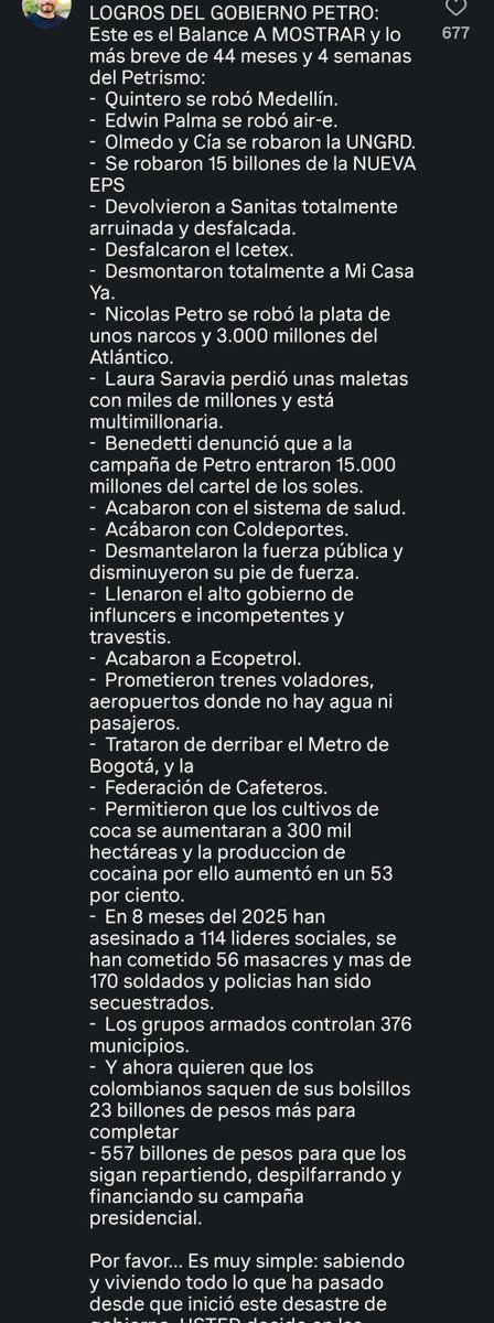 _deibyd's tweet photo. @amelenamurillo @petrogustavo Fácil.. y agregando que regalo el estado al clan del golfo por el afán de mostrar resultados en su paz total o mejor dicho fracaso total. https://t.co/fA6unBpWtJ